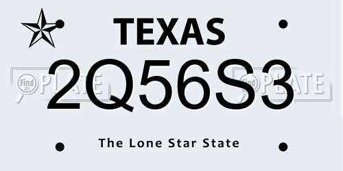 2Q56S3 Texas License Plate