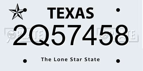 2Q57458 Texas License Plate