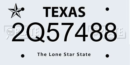 2Q57488 Texas License Plate