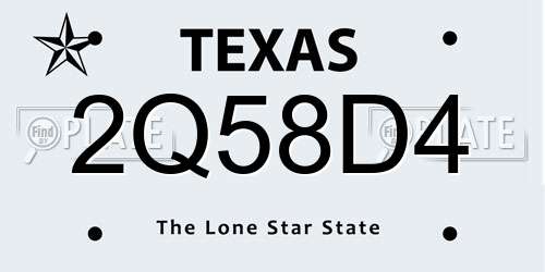2Q58D4 Texas License Plate