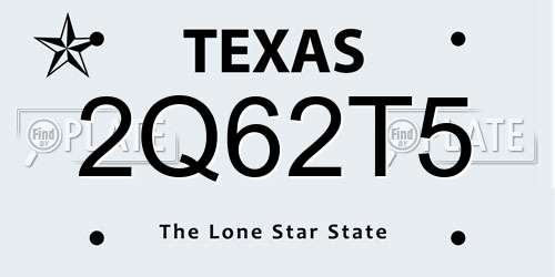 2Q62T5 Texas License Plate