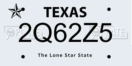 2Q62Z5 Texas License Plate