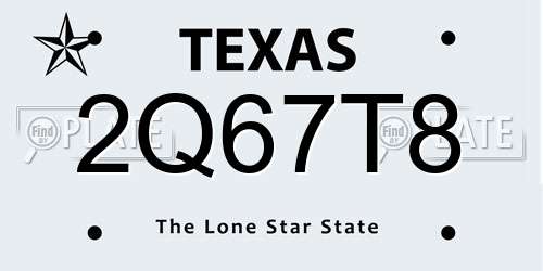 2Q67T8 Texas License Plate