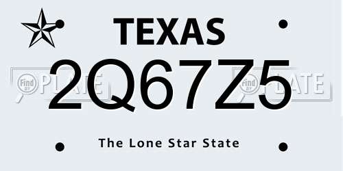 2Q67Z5 Texas License Plate
