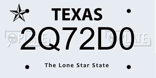 2Q72D0 Texas License Plate