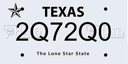 2Q72Q0 Texas License Plate
