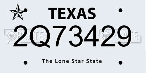 2Q73429 Texas License Plate