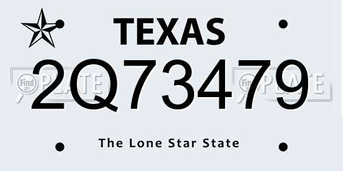 2Q73479 Texas License Plate