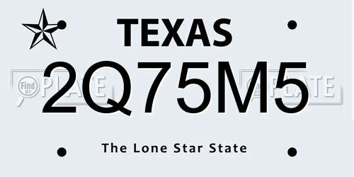 2Q75M5 Texas License Plate