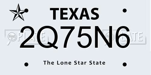 2Q75N6 Texas License Plate