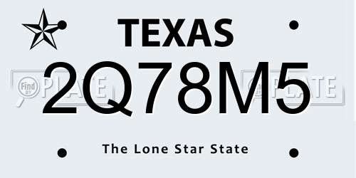 2Q78M5 Texas License Plate