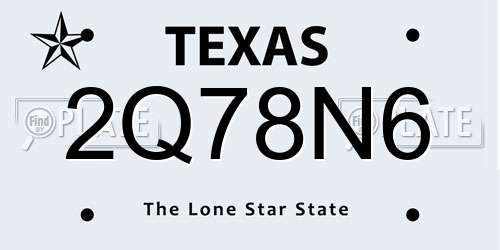2Q78N6 Texas License Plate