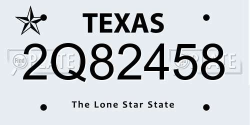 2Q82458 Texas License Plate