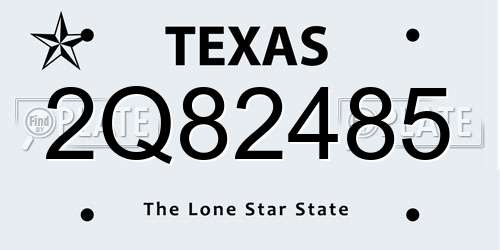 2Q82485 Texas License Plate
