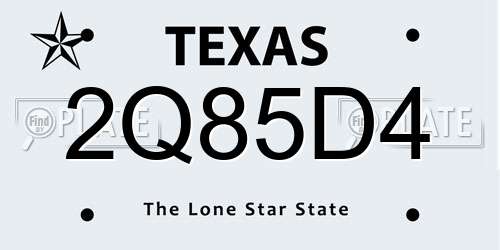2Q85D4 Texas License Plate