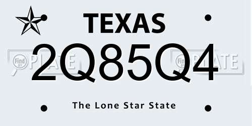 2Q85Q4 Texas License Plate