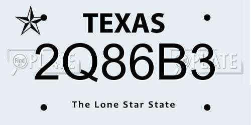 2Q86B3 Texas License Plate