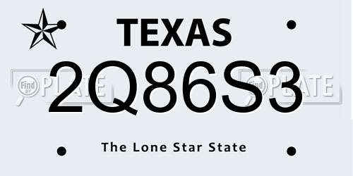 2Q86S3 Texas License Plate