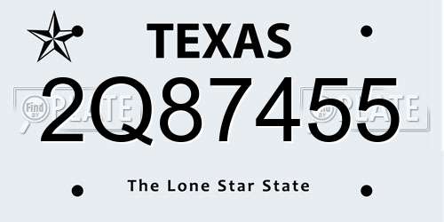 2Q87455 Texas License Plate