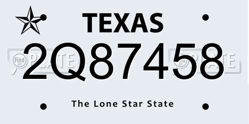 2Q87458 Texas License Plate