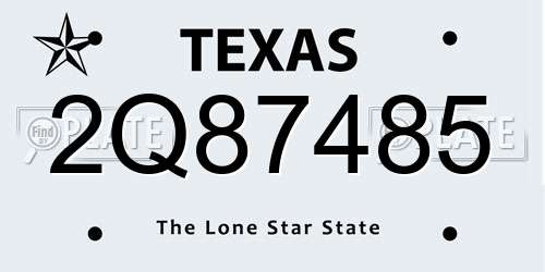 2Q87485 Texas License Plate