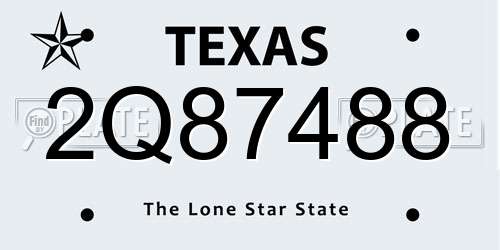 2Q87488 Texas License Plate
