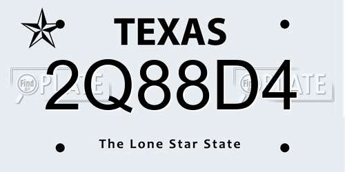 2Q88D4 Texas License Plate