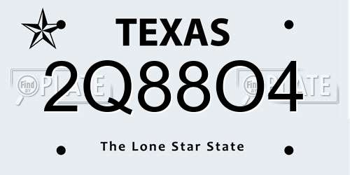 2Q88O4 Texas License Plate