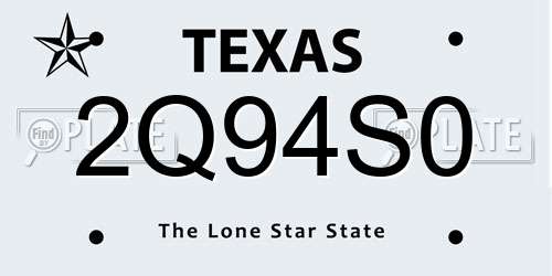 2Q94S0 Texas License Plate