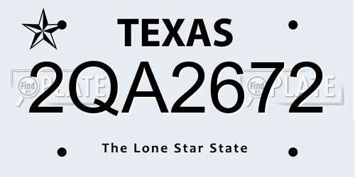 2QA2672 Texas License Plate