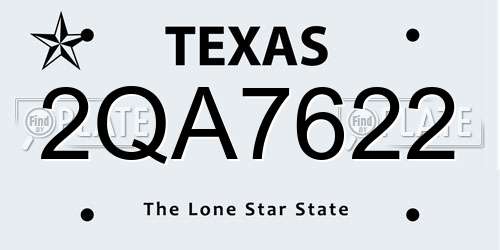 2QA7622 Texas License Plate