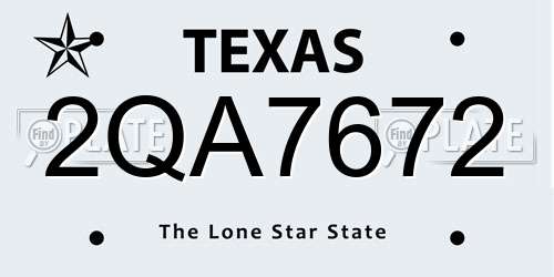 2QA7672 Texas License Plate