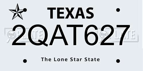 2QAT627 Texas License Plate