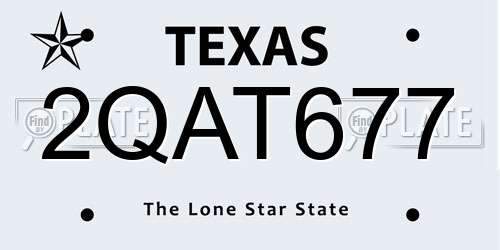 2QAT677 Texas License Plate
