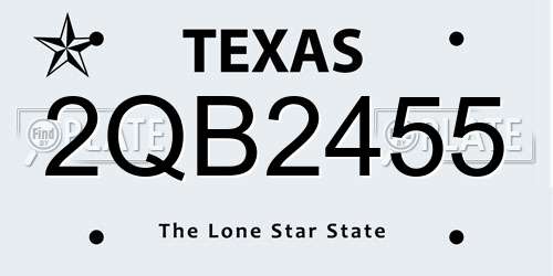 2QB2455 Texas License Plate