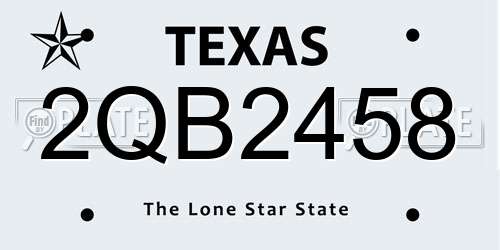 2QB2458 Texas License Plate
