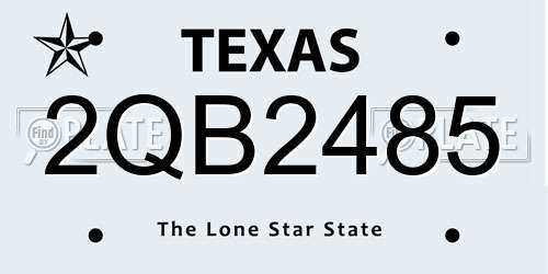 2QB2485 Texas License Plate