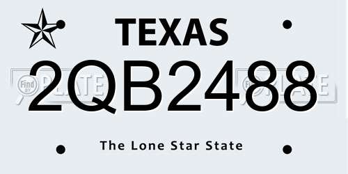 2QB2488 Texas License Plate