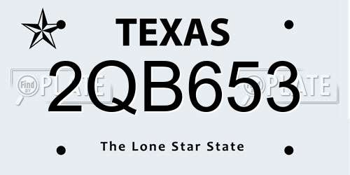 2QB653 Texas License Plate