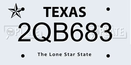 2QB683 Texas License Plate