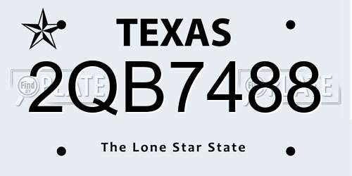 2QB7488 Texas License Plate