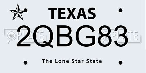 2QBG83 Texas License Plate