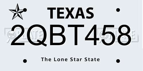 2QBT458 Texas License Plate
