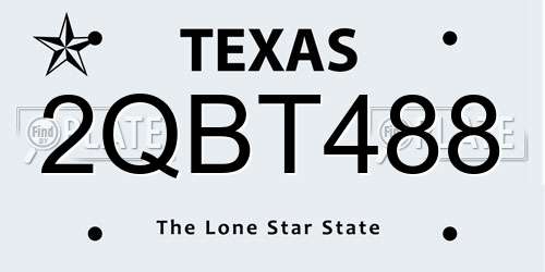 2QBT488 Texas License Plate
