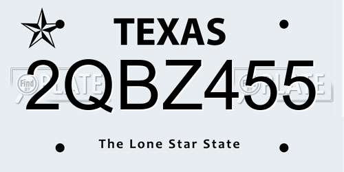 2QBZ455 Texas License Plate