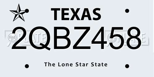2QBZ458 Texas License Plate
