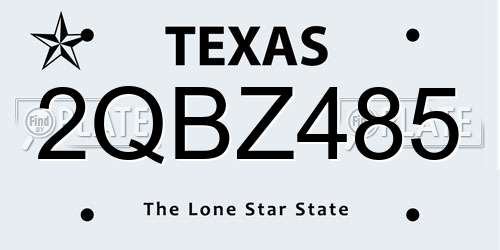 2QBZ485 Texas License Plate