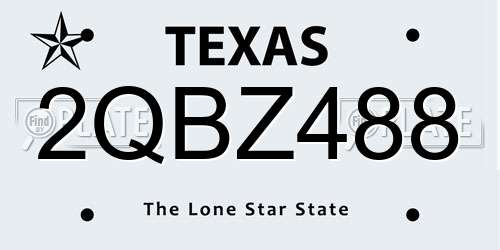 2QBZ488 Texas License Plate