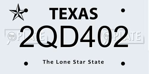 2QD402 Texas License Plate