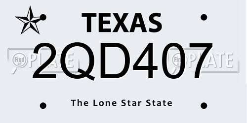2QD407 Texas License Plate